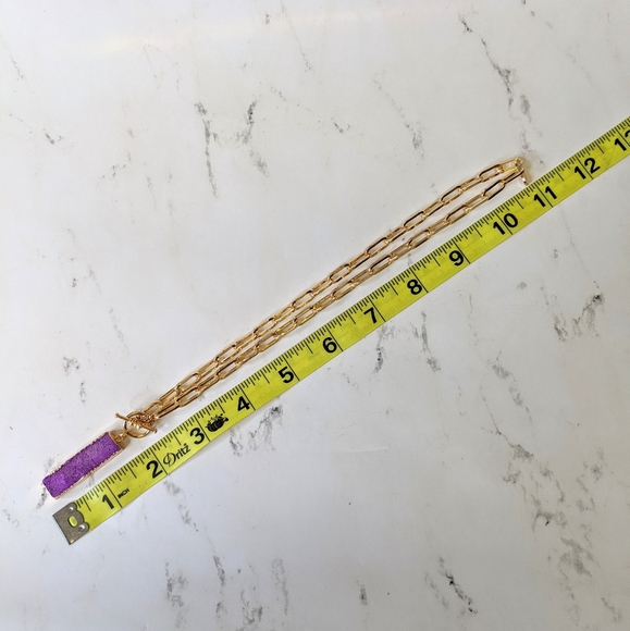 Fuchsia Pink Druzy Crystal, Chunky Chain - Picture 3 of 4